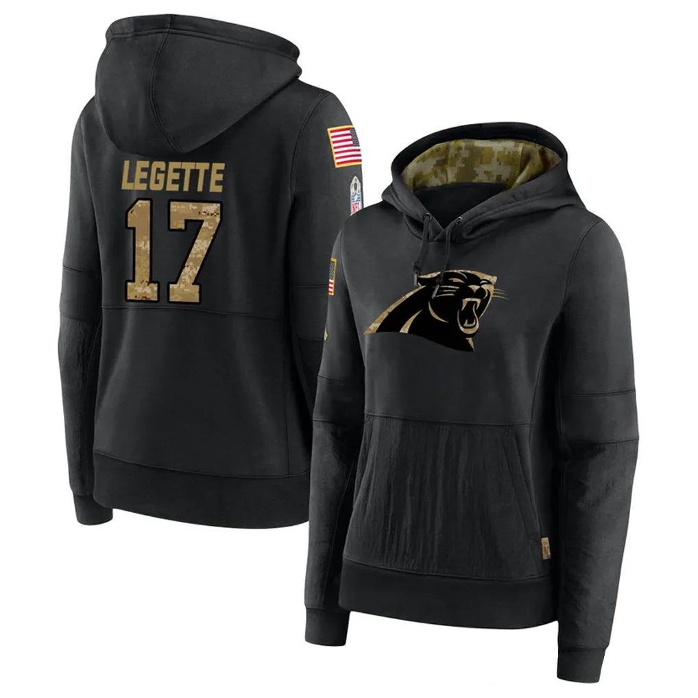 Kooe C.Panthers #17 Xavier Legette Player Black Salute to Service HoodiesStitched  Jerseys