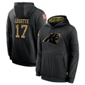Kooe C.Panthers #17 Xavier Legette Player Black Salute to Service Pullover Hoodies Limited Game Stitched Jerseys