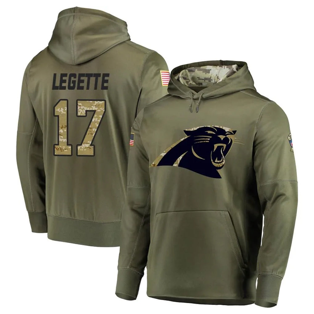 Kooe C.Panthers #17 Xavier Legette Player Olive Salute to Service Limited Hoodies Stitched Jerseys