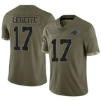 Kooe C.Panthers #17 Xavier Legette Player Salute To Service Olive Stitched Jerseys