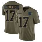 Kooe C.Panthers #17 Xavier Legette Player Salute To Service Olive Limited Stitched Jerseys