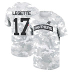 Kooe C.Panthers #17 Xavier Legette Player Salute to Service Hoodies & T-Shirts Stitched Jerseys