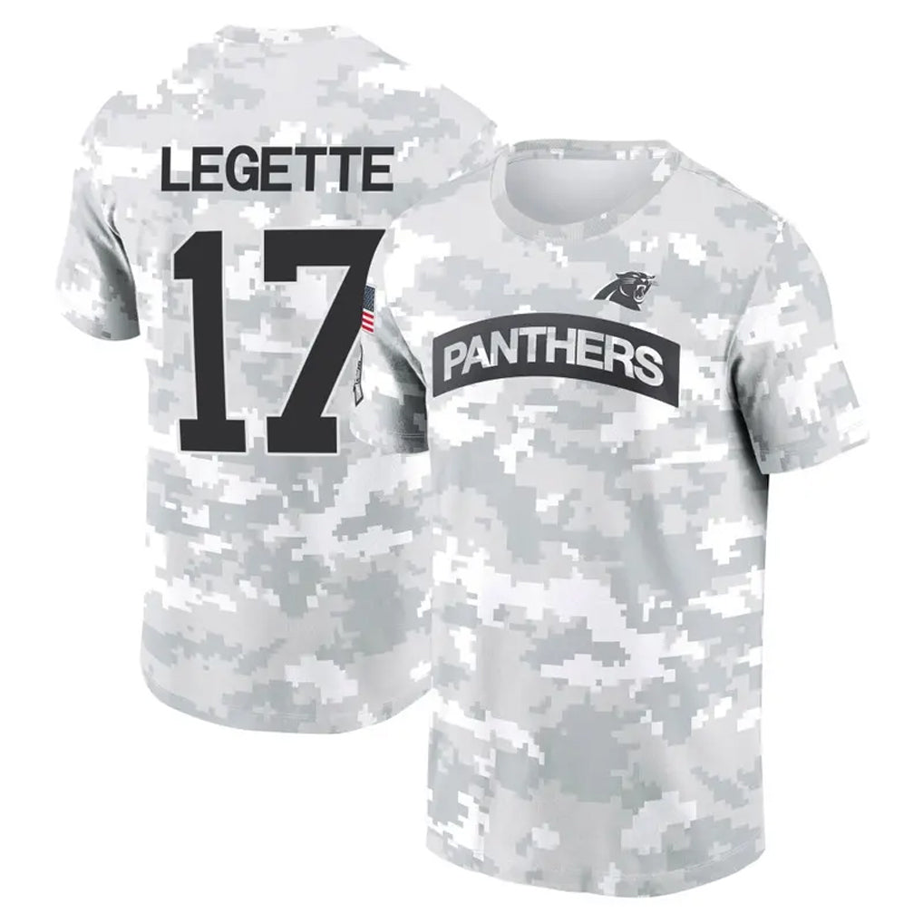Kooe C.Panthers #17 Xavier Legette Player Salute to Service Hoodies & T-Shirts Stitched Jerseys