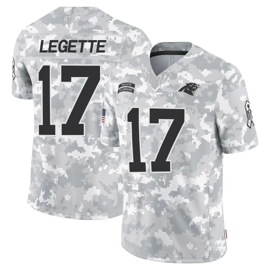 Kooe C.Panthers #17 Xavier Legette Player Salute to Service Limited Arctic Camo Stitched Jerseys