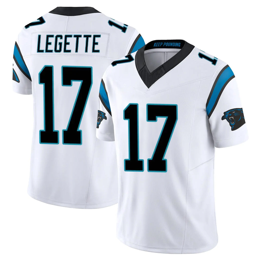 Kooe C.Panthers #17 Xavier Legette Player White Vapor F.U.S.E. Limited Home Game Stitched Jerseys