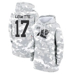 Kooe C.Panthers #17 Xavier Legette Player Arctic Camo Salute to Service Hoodies Stitched Jerseys