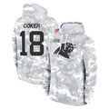 Kooe C.Panthers #18 Jalen Coker Player Arctic Camo Salute to Service Pullover Hoodies Limited Game Stitched Jerseys