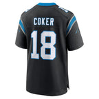 Kooe C.Panthers #18 Jalen Coker Player Black Home Game Stitched Jerseys
