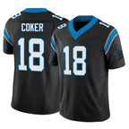 Kooe C.Panthers #18 Jalen Coker Player Black Vapor F.U.S.E. Limited Home Game Stitched Jerseys