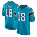 Kooe C.Panthers #18 Jalen Coker Player Blue Game Stitched Jerseys