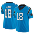 Kooe C.Panthers #18 Jalen Coker Player Blue Vapor F.U.S.E. Limited Home Game Stitched Jerseys