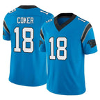 Kooe C.Panthers #18 Jalen Coker Player Blue Vapor F.U.S.E. Limited Home Game Stitched Jerseys