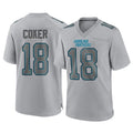 Kooe C.Panthers #18 Jalen Coker Player Gray Atmosphere Fashion Game Stitched Jerseys