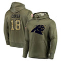 Kooe C.Panthers #18 Jalen Coker Player Olive Salute to Service Hoodies Stitched Jerseys