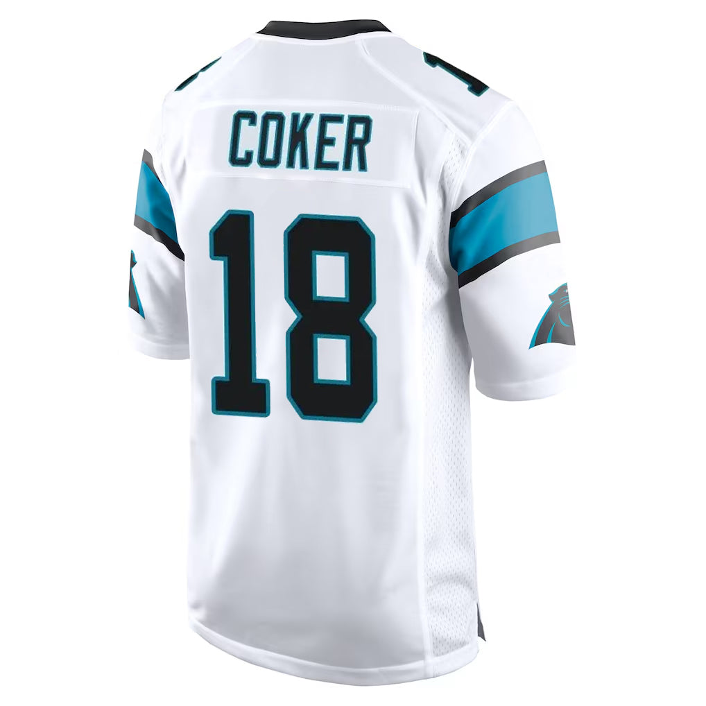 Kooe C.Panthers #18 Jalen Coker Player White Game Stitched Jerseys