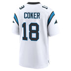 Kooe C.Panthers #18 Jalen Coker Player White Home Game Stitched Jerseys