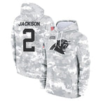 Kooe C.Panthers #2 Michael Jackson Player Arctic Camo Salute to Service Pullover Hoodies Limited Game Stitched Jerseys