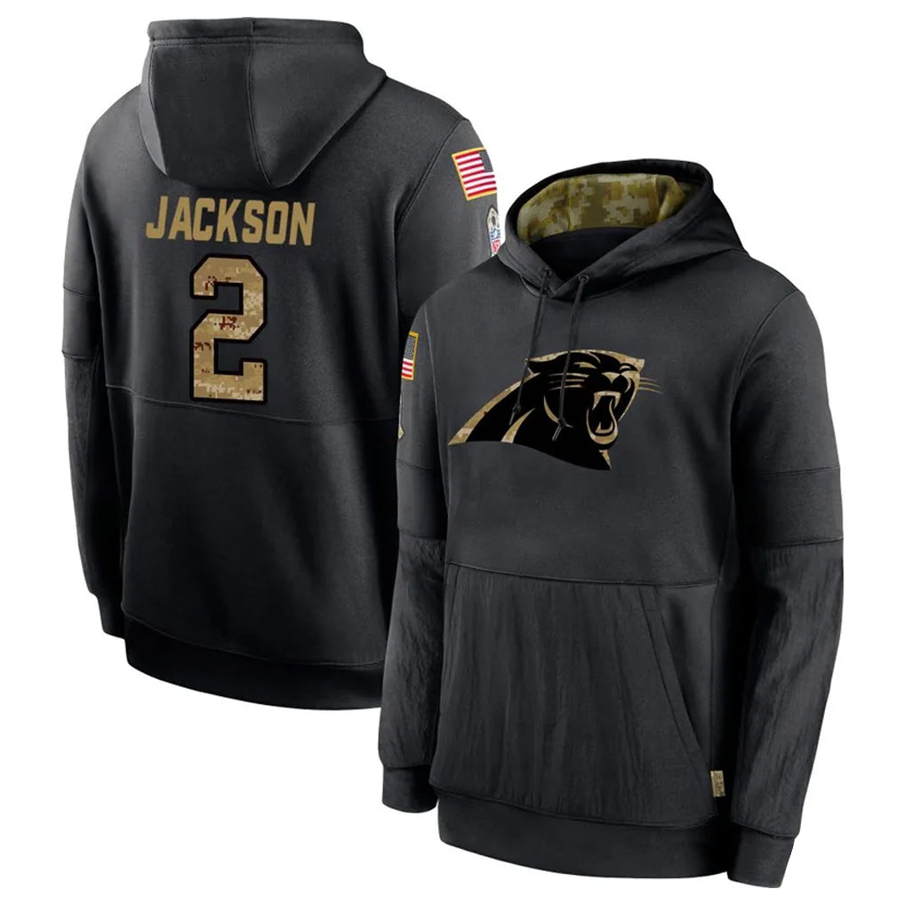 Kooe C.Panthers #2 Michael Jackson Player Black Salute to Service Pullover Hoodies Limited Game Stitched Jerseys