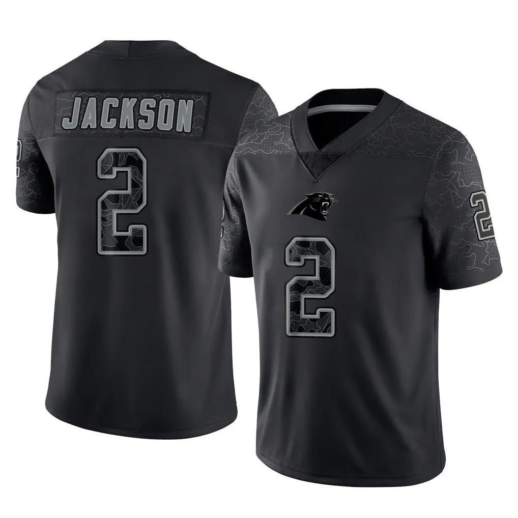 Kooe C.Panthers #2 Mike Jackson Player Black Limited Reflective Game Stitched Jerseys