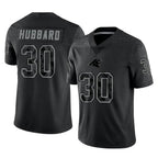 Kooe C.Panthers #30 Chuba Hubbard Player Black Limited Reflective Game Stitched Jerseys