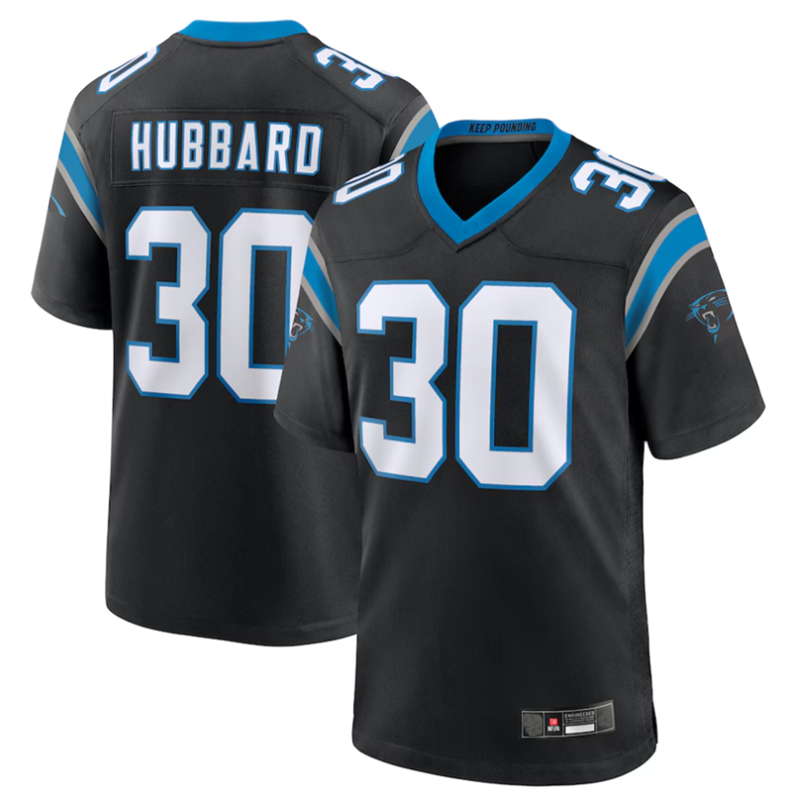 Kooe C.Panthers #30 Chuba Hubbard Player Black Team Game Stitched Jerseys