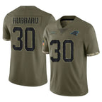 Kooe C.Panthers #30 Chuba Hubbard Player Olive Salute to Service Game Stitched Jerseys