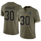 Kooe C.Panthers #30 Chuba Hubbard Player Salute To Service Olive Stitched Jerseys