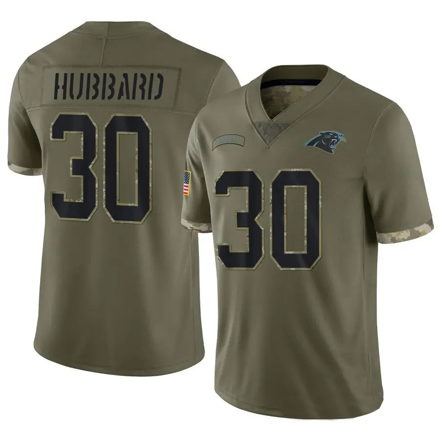 Kooe C.Panthers #30 Chuba Hubbard Player Salute To Service Olive Stitched Jerseys