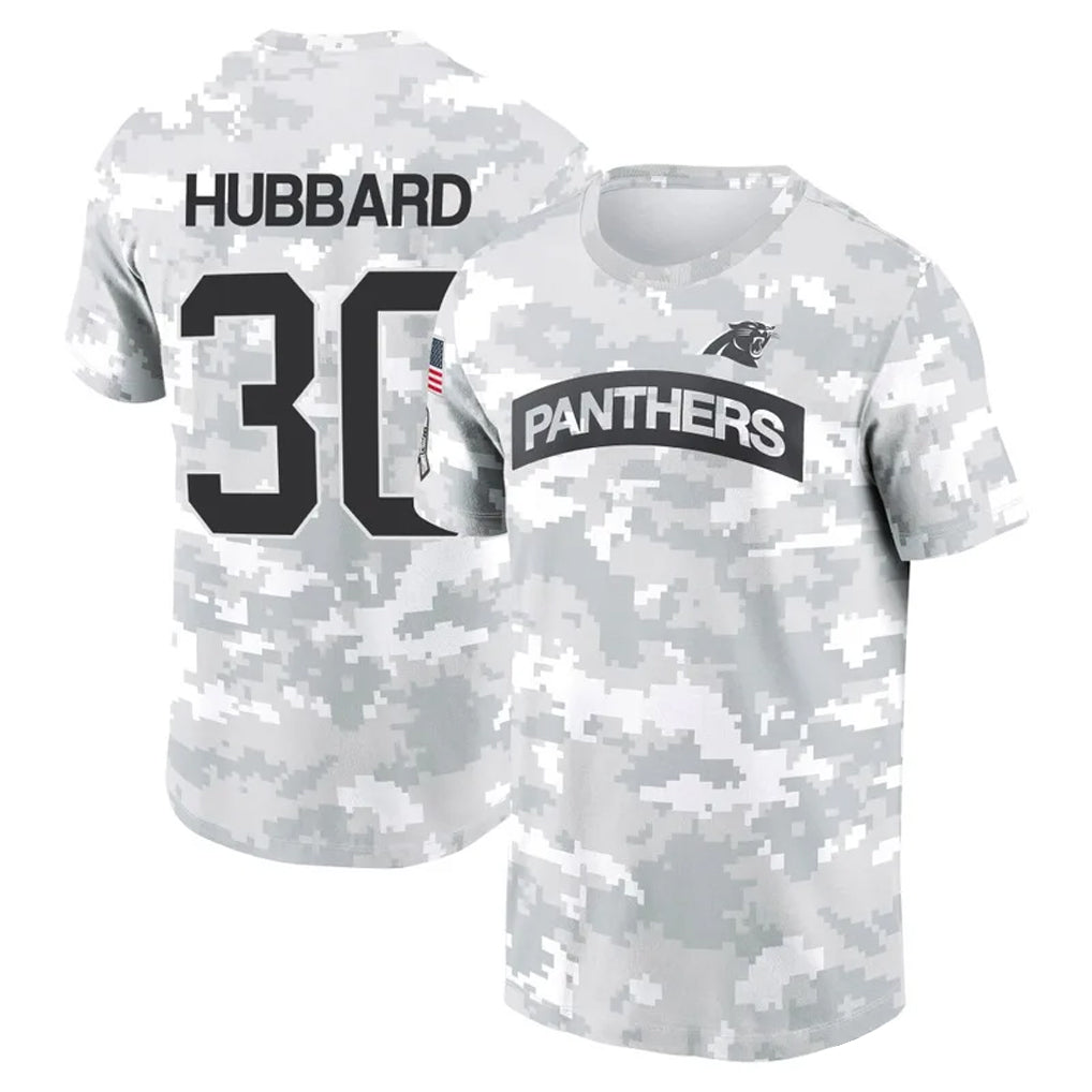 Kooe C.Panthers #30 Chuba Hubbard Player Salute to Service Hoodies & T-Shirts Stitched Jerseys