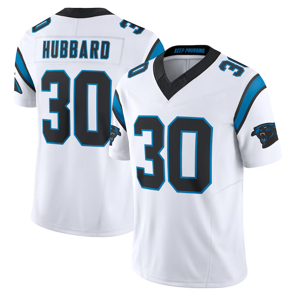 Kooe C.Panthers #30 Chuba Hubbard Player White Vapor F.U.S.E. Limited Home Game Stitched Jerseys