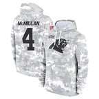 Kooe C.Panthers #4 Tetairoa McMillan Player Arctic Camo Salute to Service Pullover Hoodies Limited Game Stitched Jerseys
