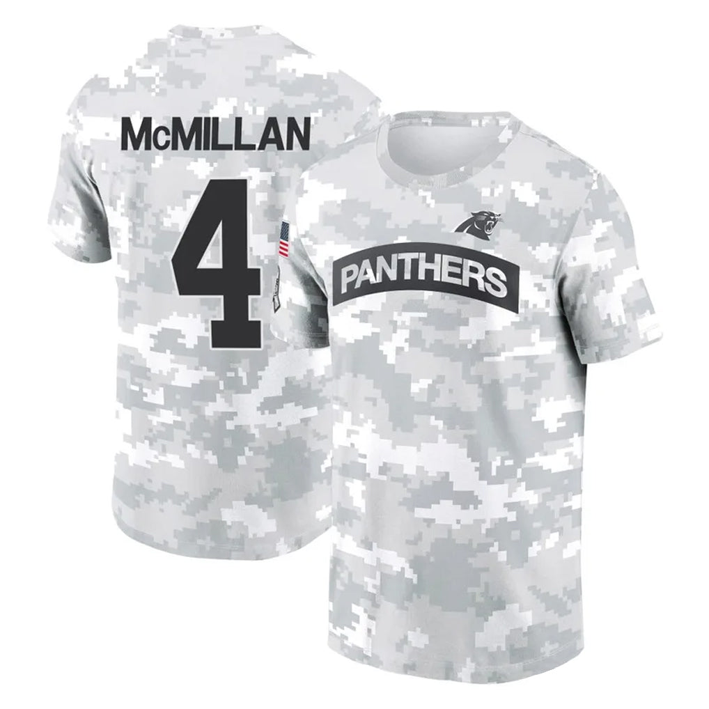 Kooe C.Panthers #4 Tetairoa McMillan Player Arctic Camo Salute to Service T-Shirt Hoodies Stitched Jerseys