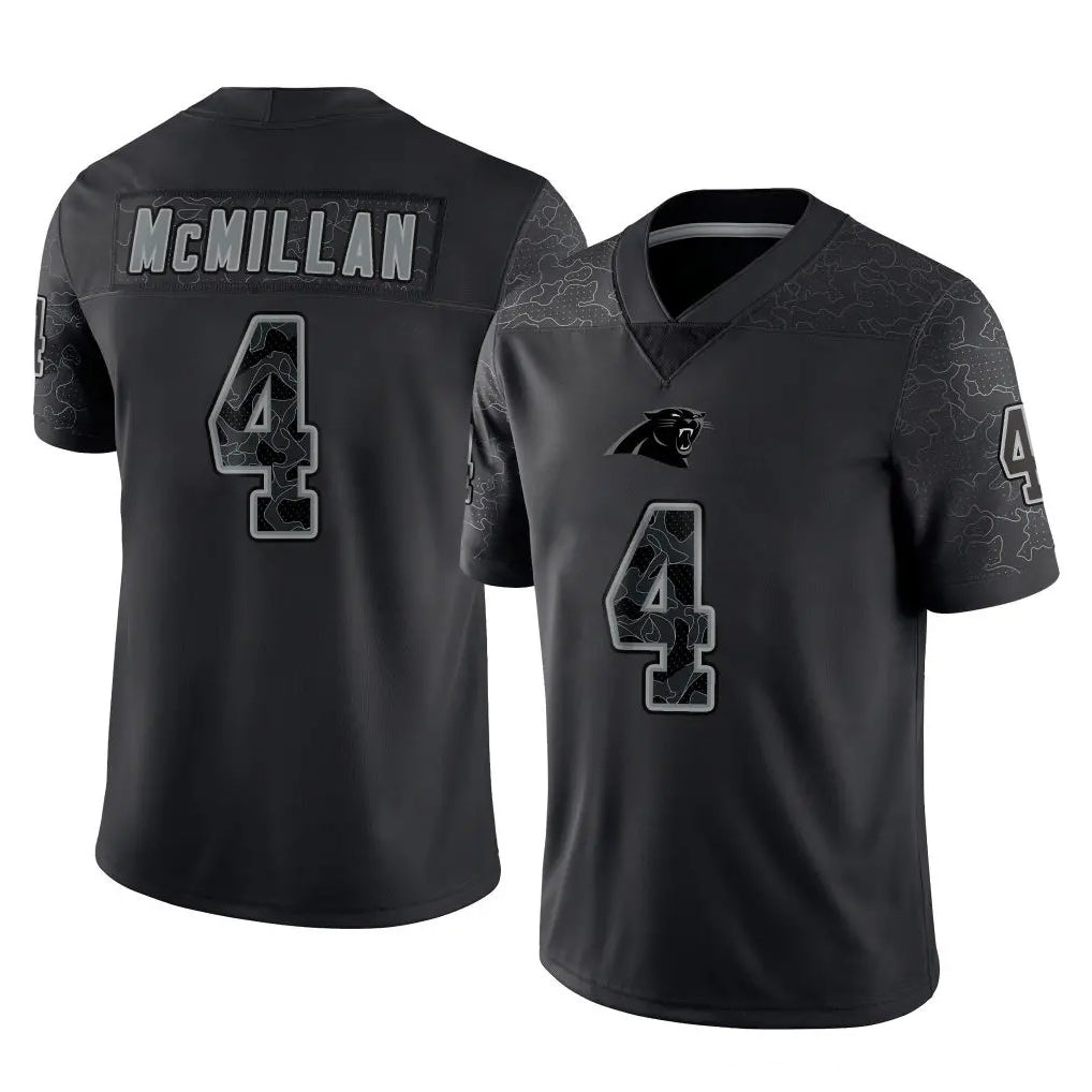 Kooe C.Panthers #4 Tetairoa McMillan Player Black Limited Reflective Game Stitched Jerseys
