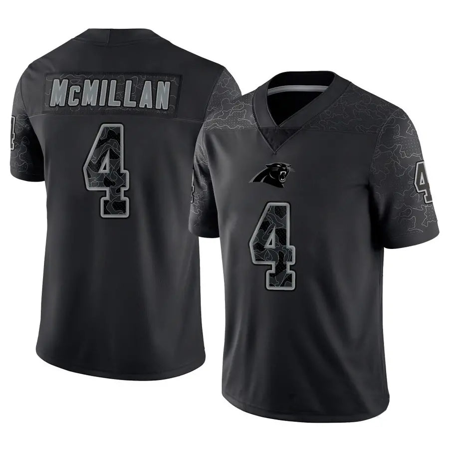 Kooe C.Panthers #4 Tetairoa McMillan Player Black REFLECTIVE Limited Stitched Jerseys