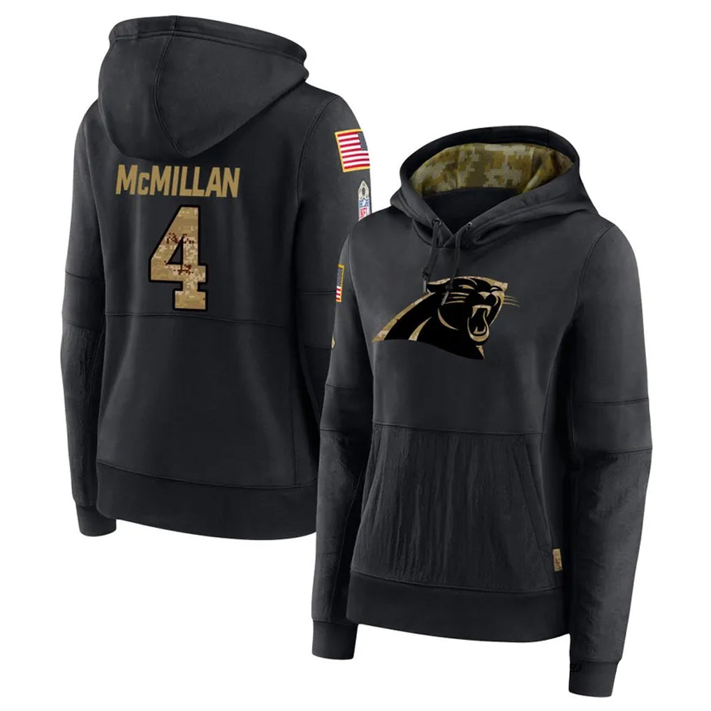 Kooe C.Panthers #4 Tetairoa McMillan Player Black Salute to Service Hoodies Stitched Jerseys