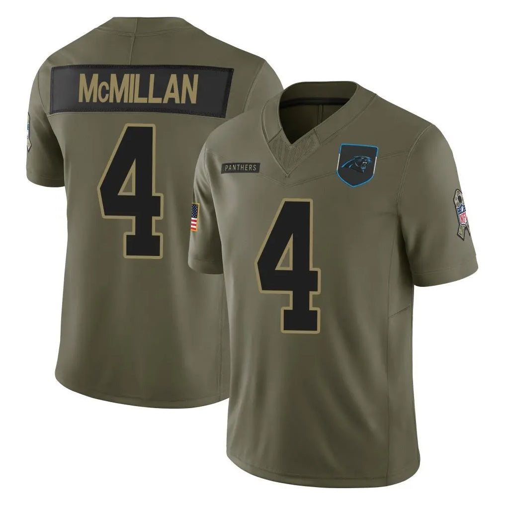 Kooe C.Panthers #4 Tetairoa McMillan Player Olive Salute to Service Limited Home Game Stitched Jerseys