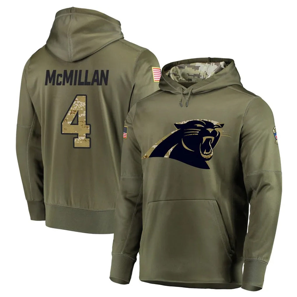 Kooe C.Panthers #4 Tetairoa McMillan Player Olive Salute to Service Limited Hoodies Stitched Jerseys