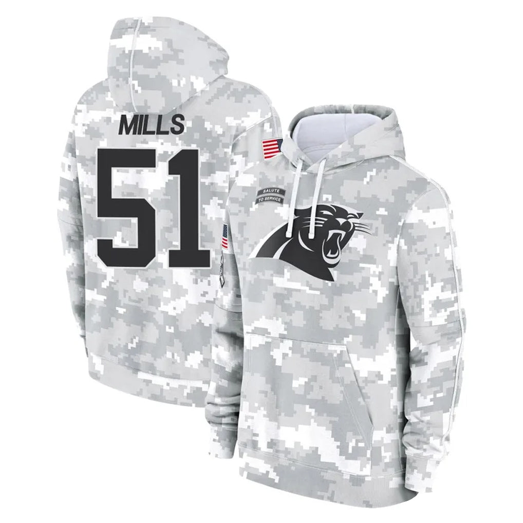 Kooe C.Panthers #51 Sam Mills Player Arctic Camo Salute to Service Pullover Hoodies Limited Game Stitched Jerseys