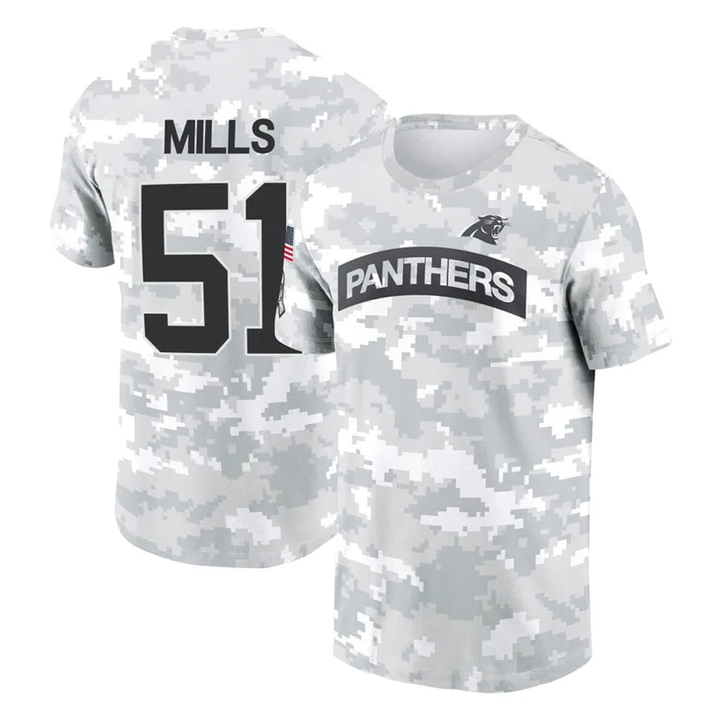 Kooe C.Panthers #51 Sam Mills Player Arctic Camo Salute to Service T-Shirt Hoodies Stitched Jerseys