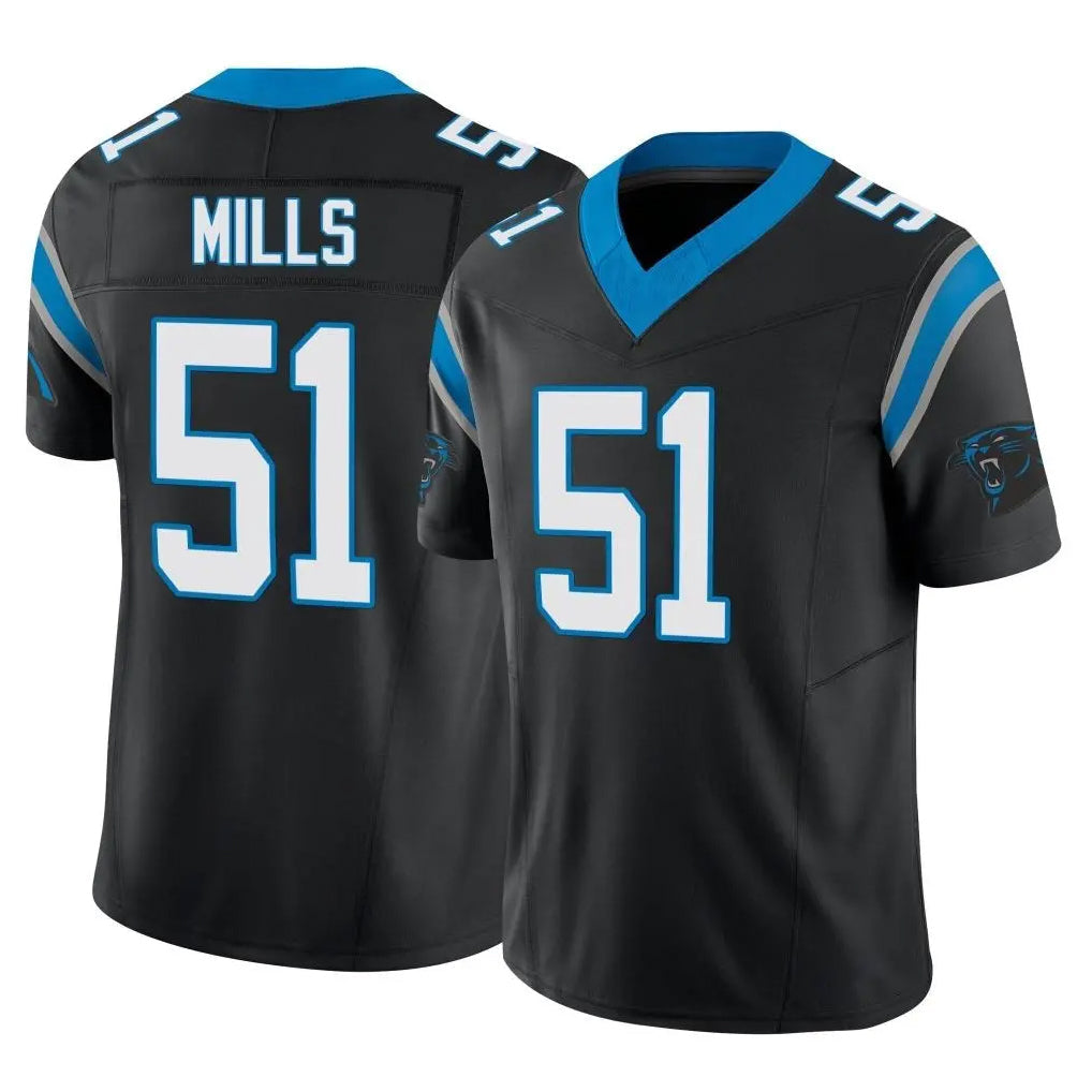 Kooe C.Panthers #51 Sam Mills Player Black Vapor F.U.S.E. Limited Home Game Stitched Jerseys