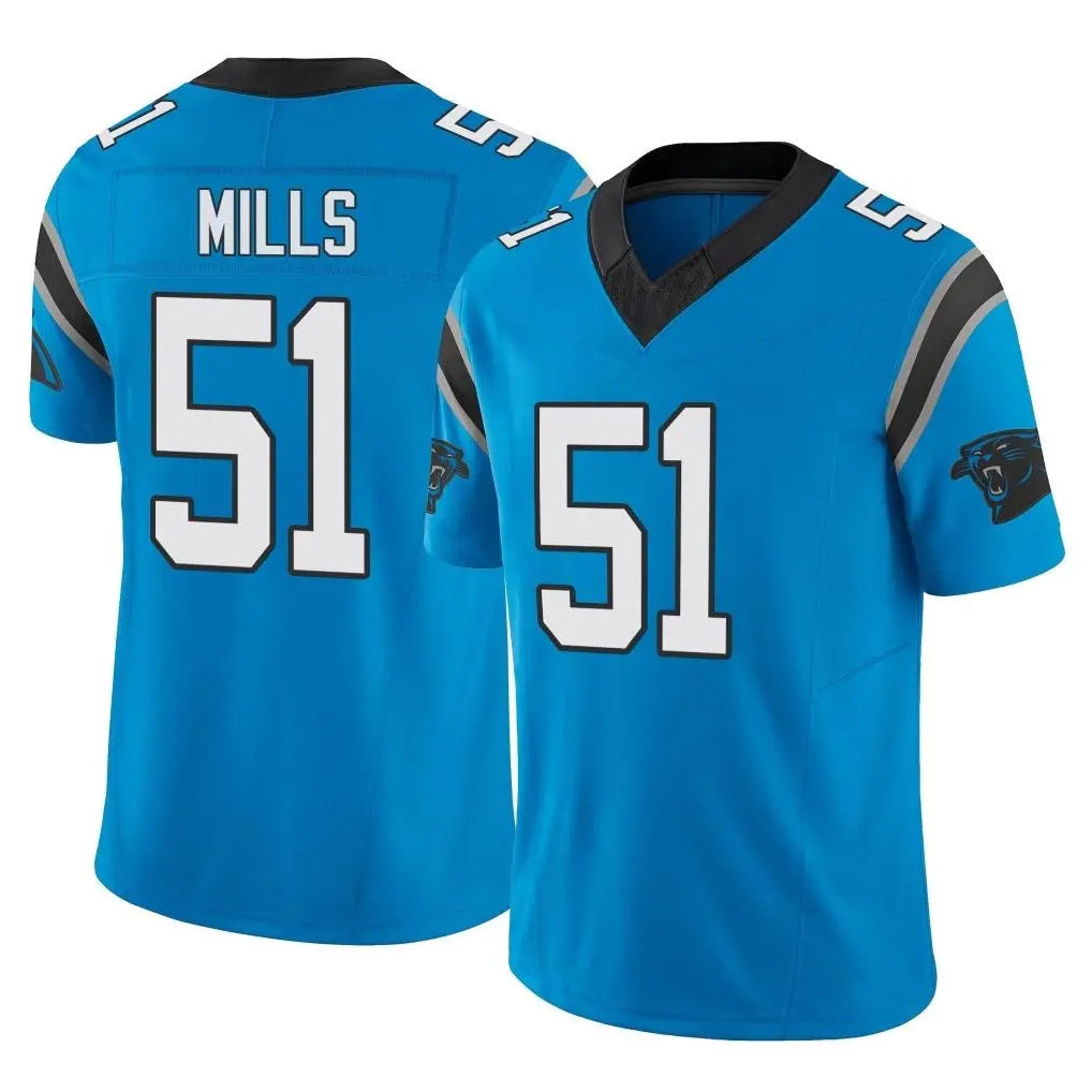 Kooe C.Panthers #51 Sam Mills Player Blue Vapor F.U.S.E. Limited Home Game Stitched Jerseys