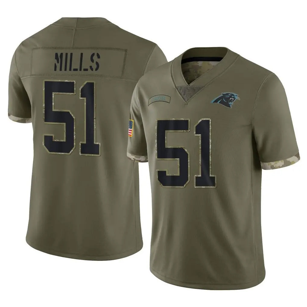 Kooe C.Panthers #51 Sam Mills Player Olive Salute to Service Game Stitched Jerseys