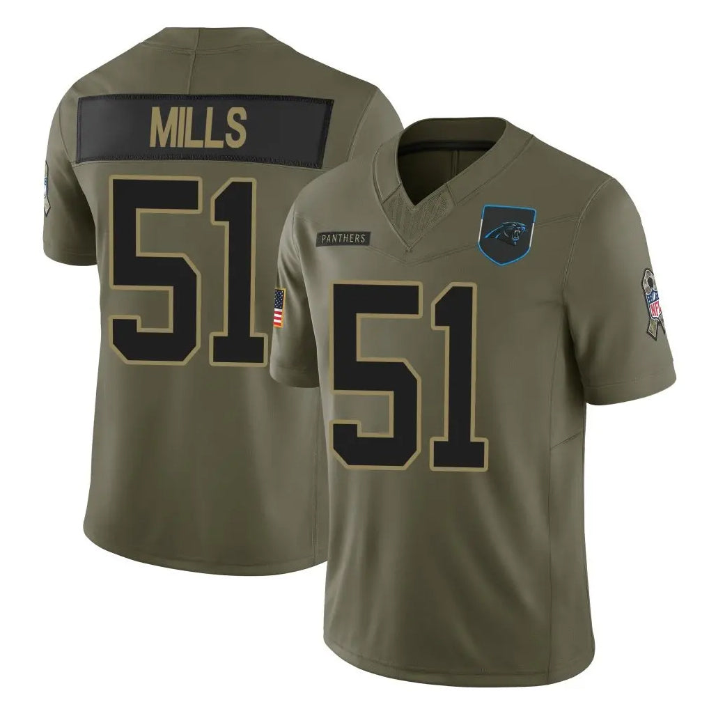 Kooe C.Panthers #51 Sam Mills Player Olive Salute to Service Limited Home Game Stitched Jerseys