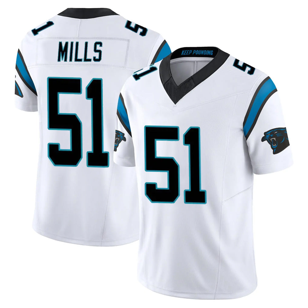 Kooe C.Panthers #51 Sam Mills Player White Vapor F.U.S.E. Limited Home Game Stitched Jerseys