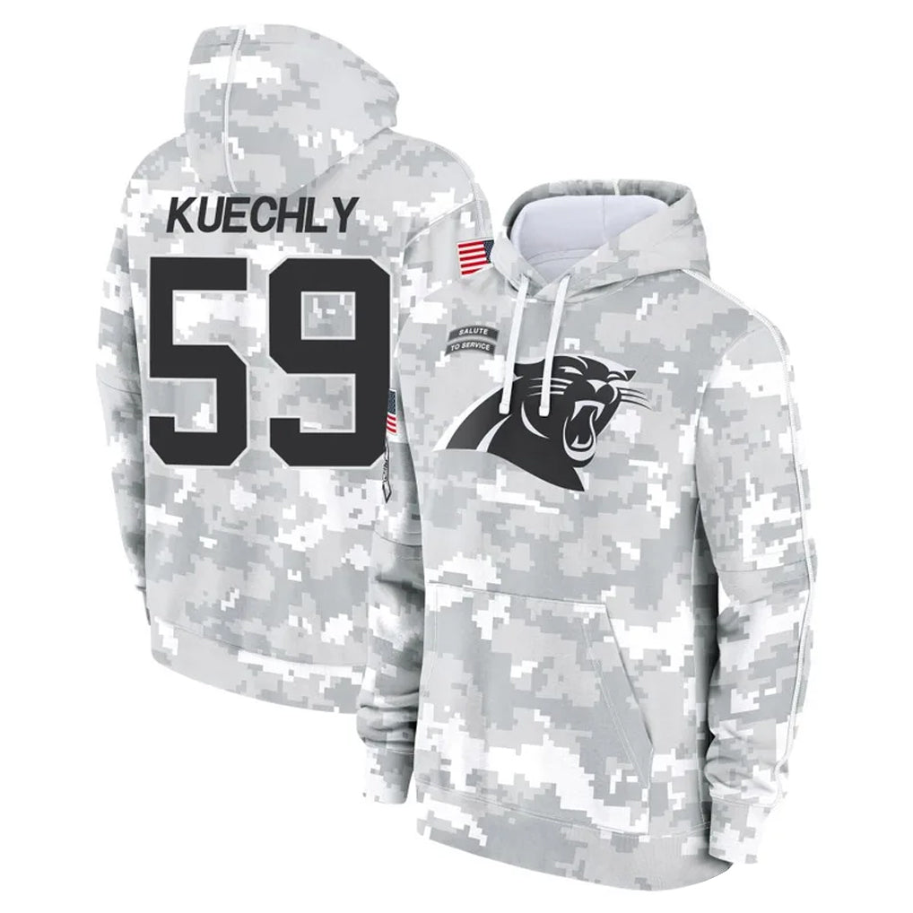 Kooe C.Panthers #59 Luke Kuechly Player Arctic Camo Salute to Service Hoodies Stitched Jerseys
