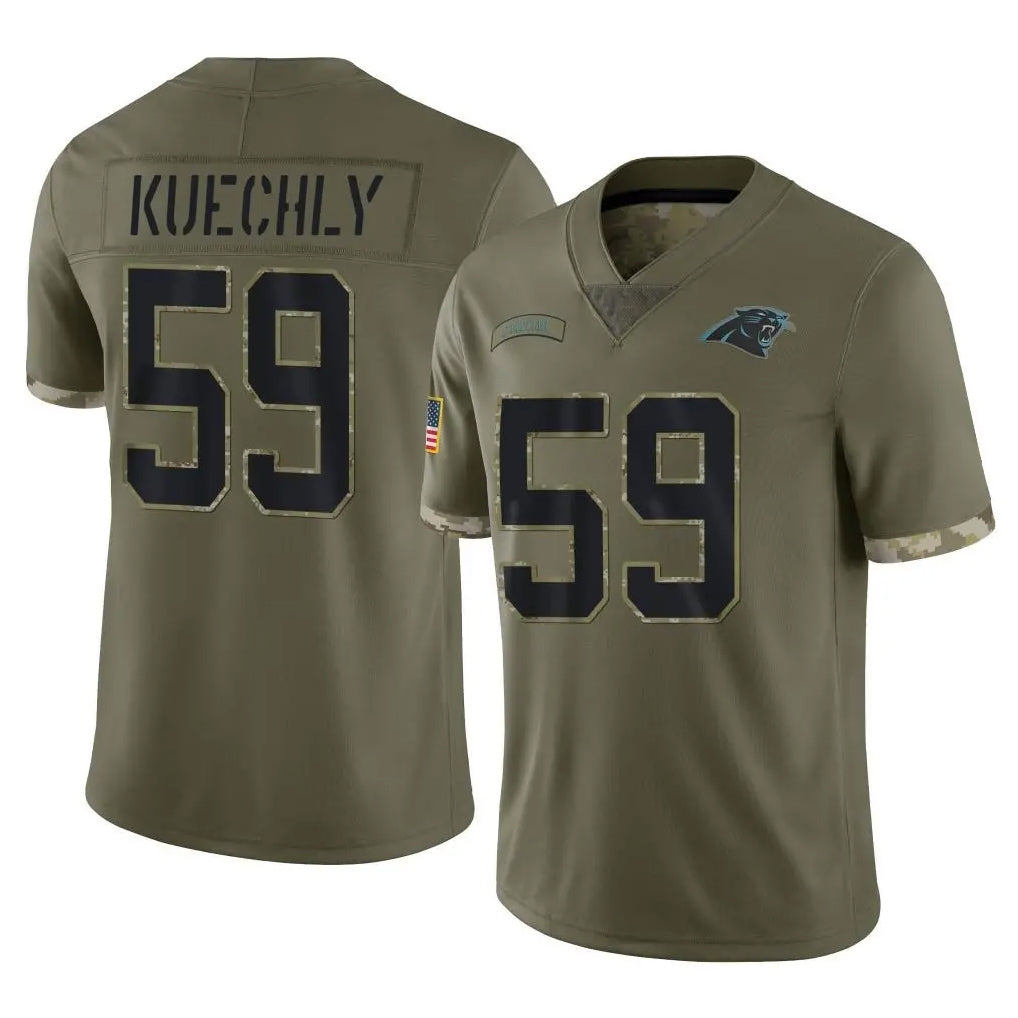 Kooe C.Panthers #59 Luke Kuechly Player Olive Salute to Service Game Stitched Jerseys