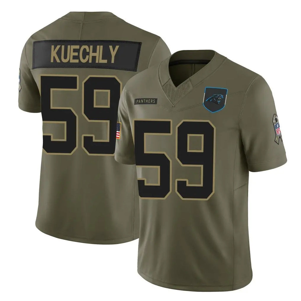 Kooe C.Panthers #59 Luke Kuechly Player Olive Salute to Service Limited Home Game Stitched Jerseys