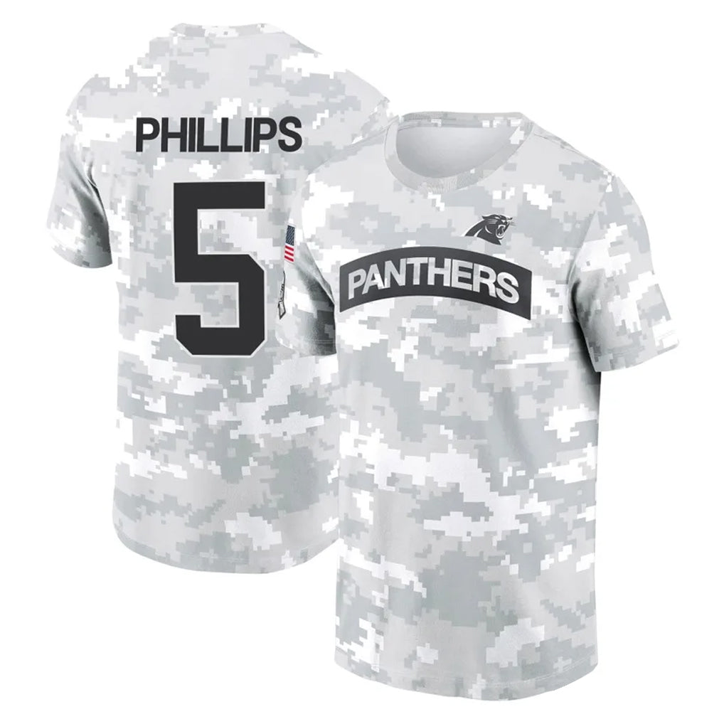 Kooe C.Panthers #5 Jaelan Phillips Player Arctic Camo Salute to Service T-Shirt Hoodies Stitched Jerseys