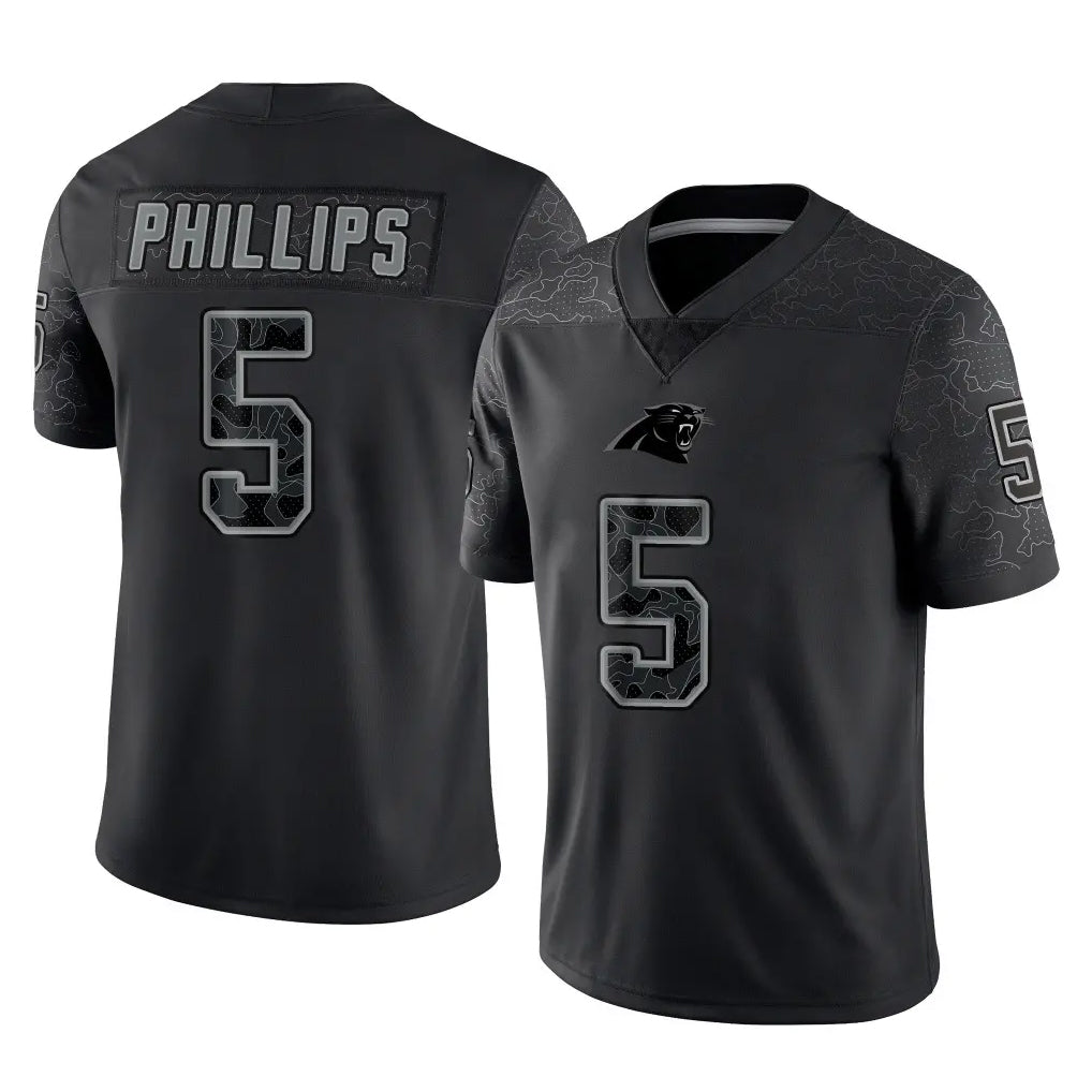 Kooe C.Panthers #5 Jaelan Phillips Player Black Limited Reflective Game Stitched Jerseys