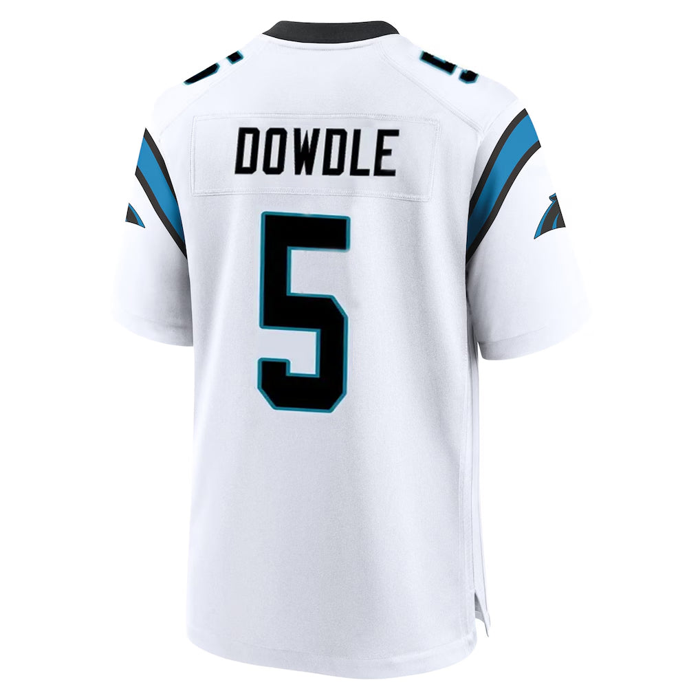 Kooe C.Panthers #5 Rico Dowdle Player White Home Game Stitched Jerseys